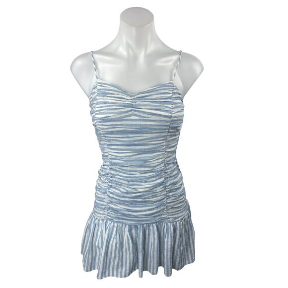Saylor Audrey Striped Ruched Gathered Sleeveless Cami Camisole Mini Sundress S - Picture 1 of 3